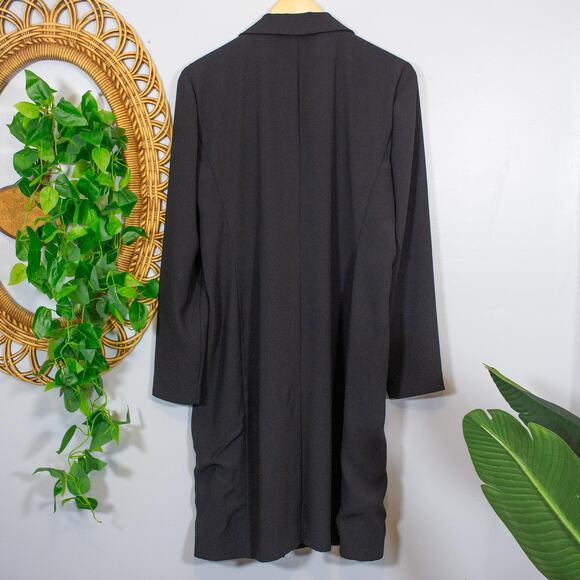 Julian Taylor Black Long Blazer Dress Tailored Minimalist USA Made | True Winter - Picture 4 of 8